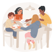 garde d’enfants autour d’une table garde d'enfants autour d'une table